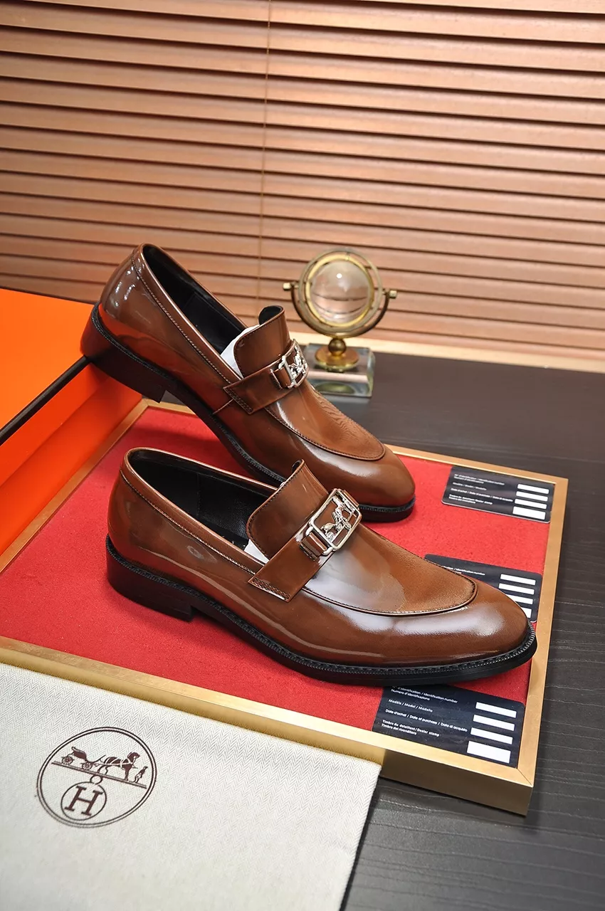 hermes cuir chaussures pour homme s_12b43474